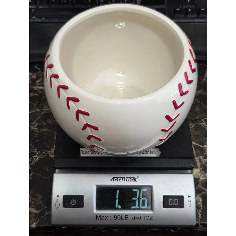 Baseball Ceramic‎ Planter Vase with Red Stitching July 4th Child Sports Room